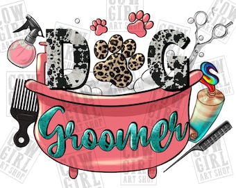 Dog groomer png sublimation design download, pet groomer png, western dog png, love dog png, sublimate designs download