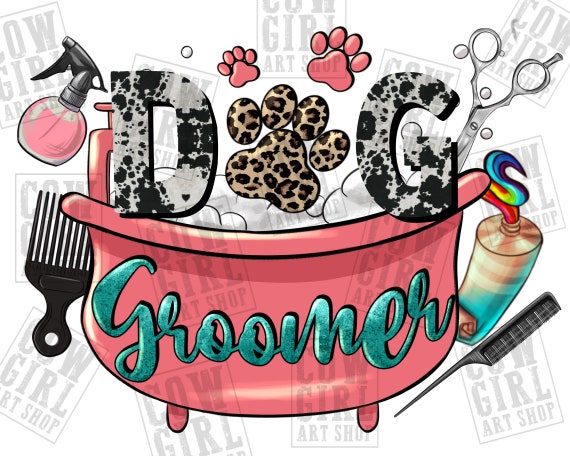 Dog groomer png sublimation design download, pet groomer png, western dog png, love dog png, sublimate designs download