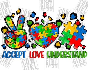 Accept love understand Autism png sublimation design download, Autism Awareness png, Autism life png, Autism png, sublimate designs download