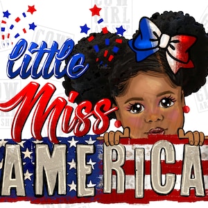 Little miss America black peekaboo girl png sublimation design download, 4th of July png, black girl png, afro girl png, sublimate download