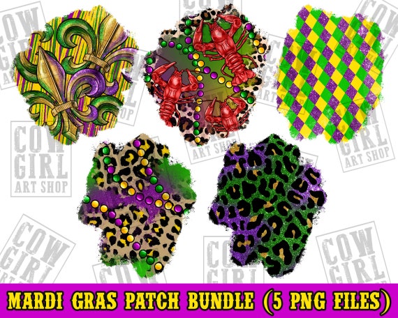 Western Mardi Gras Patches Png Sublimation Design Bundle, Happy