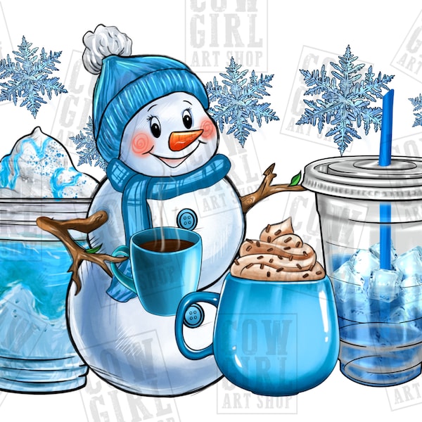 Winter snowman coffee cups png sublimation design download, Winter png, snowman coffee cups png, sublimate designs download