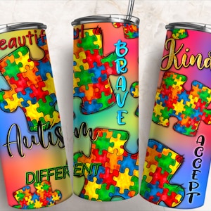Autism puzzle piece 20 oz skinny tumbler png, tumbler wrap png, 20 oz tumbler designs, Autism Awareness png, tumbler png download