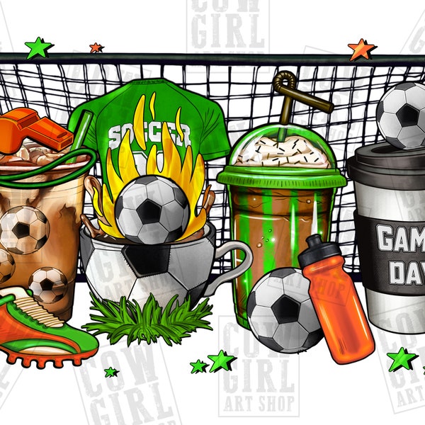 Soccer coffee cups png sublimation design download, Soccer png, sports coffee png, coffee love png, sublimate designs download