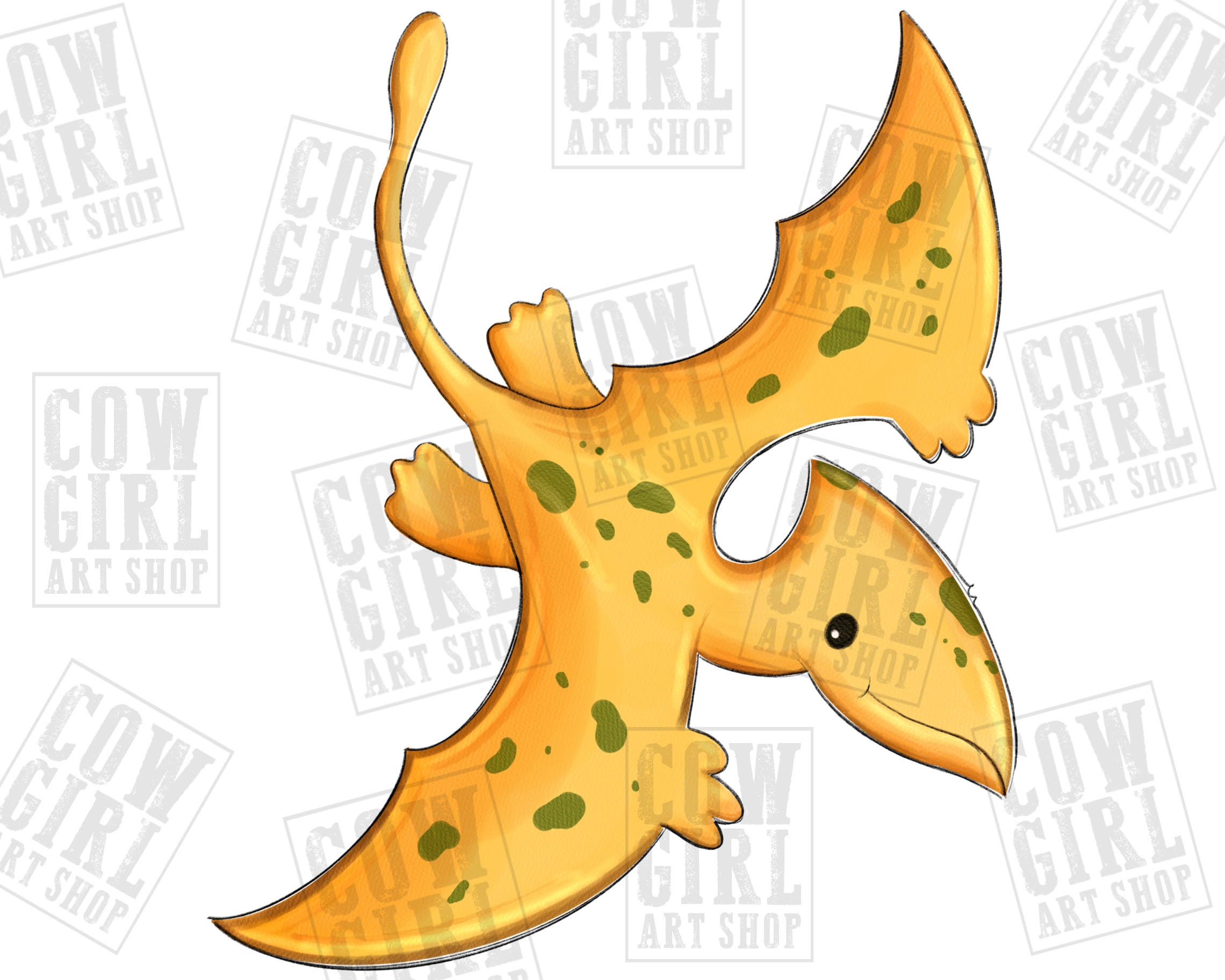 Orange Baby Pterodactyl Dinosaur Color Stroke PNG & SVG Design For T-Shirts