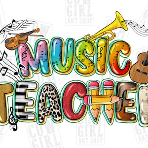 Music Teacher png sublimation design download, Teacher&#39;s Day png, Teacher life png, western Teacher png, sublimate designs download