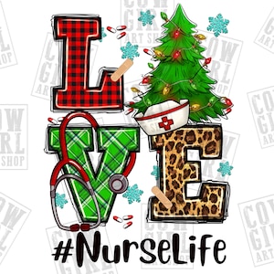 Love Nurse life Christmas png sublimation design download, Merry Christmas png, Christmas Nurse png, sublimate designs download