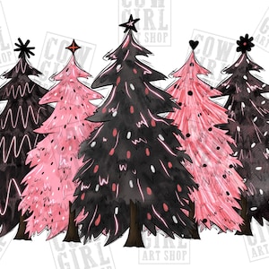 Pink Christmas trees png sublimation design download, Merry Christmas png, Holiday png, pink Christmas tree png, sublimate designs download