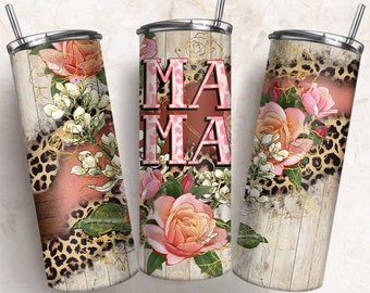 Floral Mama Mother's Day 20oz skinny tumbler png sublimation design download, floral tumbler png, Mama tumbler png, sublimate download