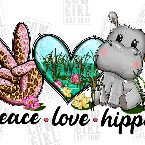 Peace love hippos png sublimation design download, hand drawn Hippopotamus png, cute Hippopotamus png, sublimate designs download