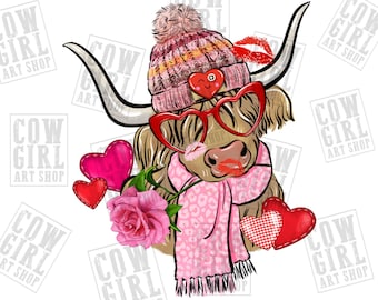 Cow Valentine's Day png sublimation design download, Happy Valentine's Day png, Valentine's Cow png, sublimate designs download