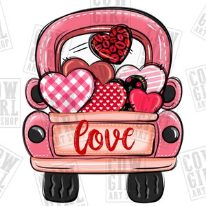 Valentine&#39;s Day love truck png sublimation design download, Happy Valentine&#39;s Day png, Valentine&#39;s truck png, sublimate designs download