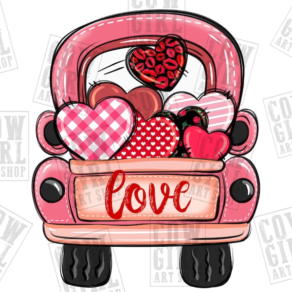 Valentine's Day love truck png sublimation design download, Happy Valentine's Day png, Valentine's truck png, sublimate designs download