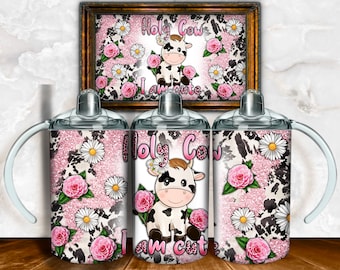 Holy Cow cute sippy cup png sublimation design download, animal sippy cup png, cute Cow png, sublimate designs download