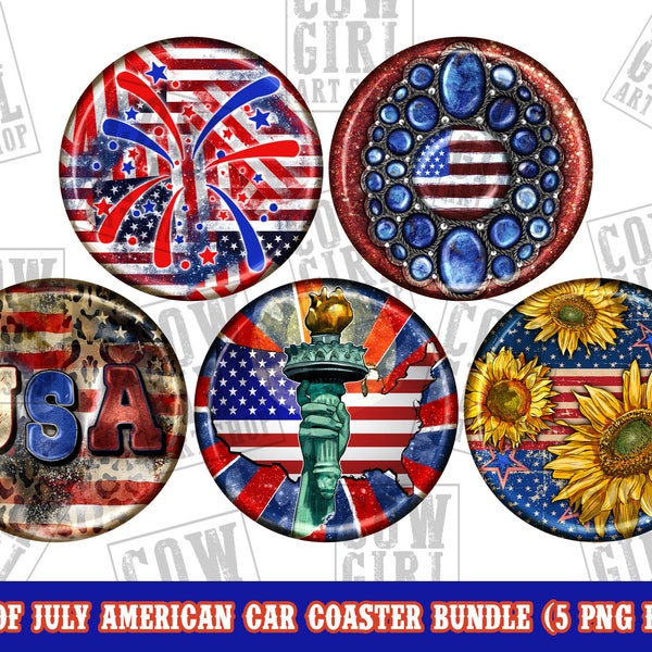 4th of July American car coaster png sublimation design bundle, 4th of July png, USA car coaster png, sublimate designs download