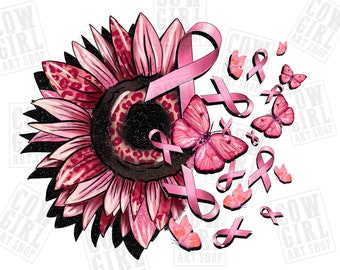 Cancer sunflower png sublimation design download, Breast Cancer png, Cancer awareness png, Cancer ribbon png, sublimate designs download
