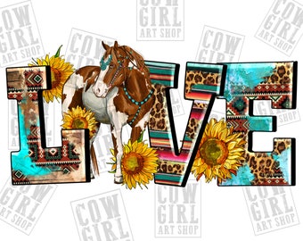 Western horse love png sublimation design download, western Horse png, Horse png, hand drawn horse png, sublimate designs download