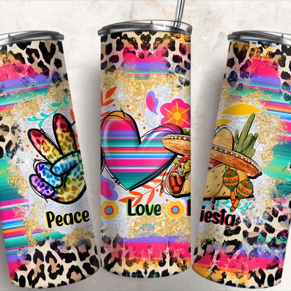 Peace love fiesta  20 oz skinny tumbler png, Mexican tumbler wrap png, peace love 20 oz tumbler designs, tumbler png download