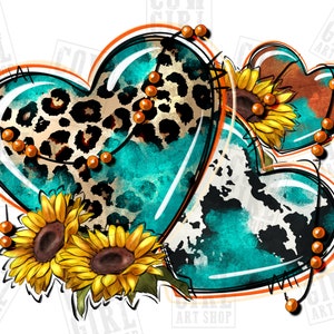 Leopard cowhide western hearts png sublimation design download, western hearts png, western png design, sublimate designs download