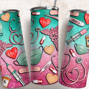 Nurse 20 oz skinny tumbler png sublimation design download, Nurse tumbler wrap png, 20 oz tumbler designs, tumbler png download