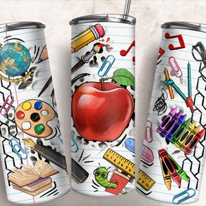 School elements 20 oz skinny tumbler png, school tumbler wrap png, back to school png, 20 oz tumbler designs, tumbler png download