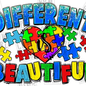 Different is beautiful Autism png sublimation design download, Autism awareness png, Autism puzzle png, sublimate designs download