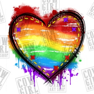 Pobierz projekt sublimacji Pride Heart PNG, LGBTQ+ PNG, Love is Love PNG, kolorowe serce PNG, sublimacja wzorów do pobrania