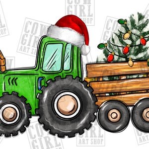 Christmas tractor png sublimation design download, Christmas png, Christmas tractor png, Happy New Year png, sublimate designs download