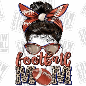Messy bun Football Mom png sublimatie design te downloaden, Moederdag png, western Mom png, rommelige bun Football png, sublimeerde ontwerpen te downloaden