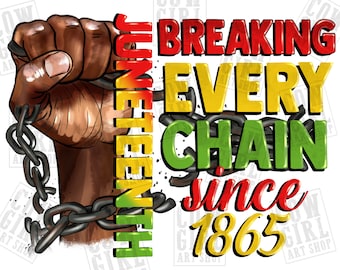 Juneteenth breaking every chain since 1865 png sublimation design download, Juneteenth png, Emancipation day png, sublimate designs download