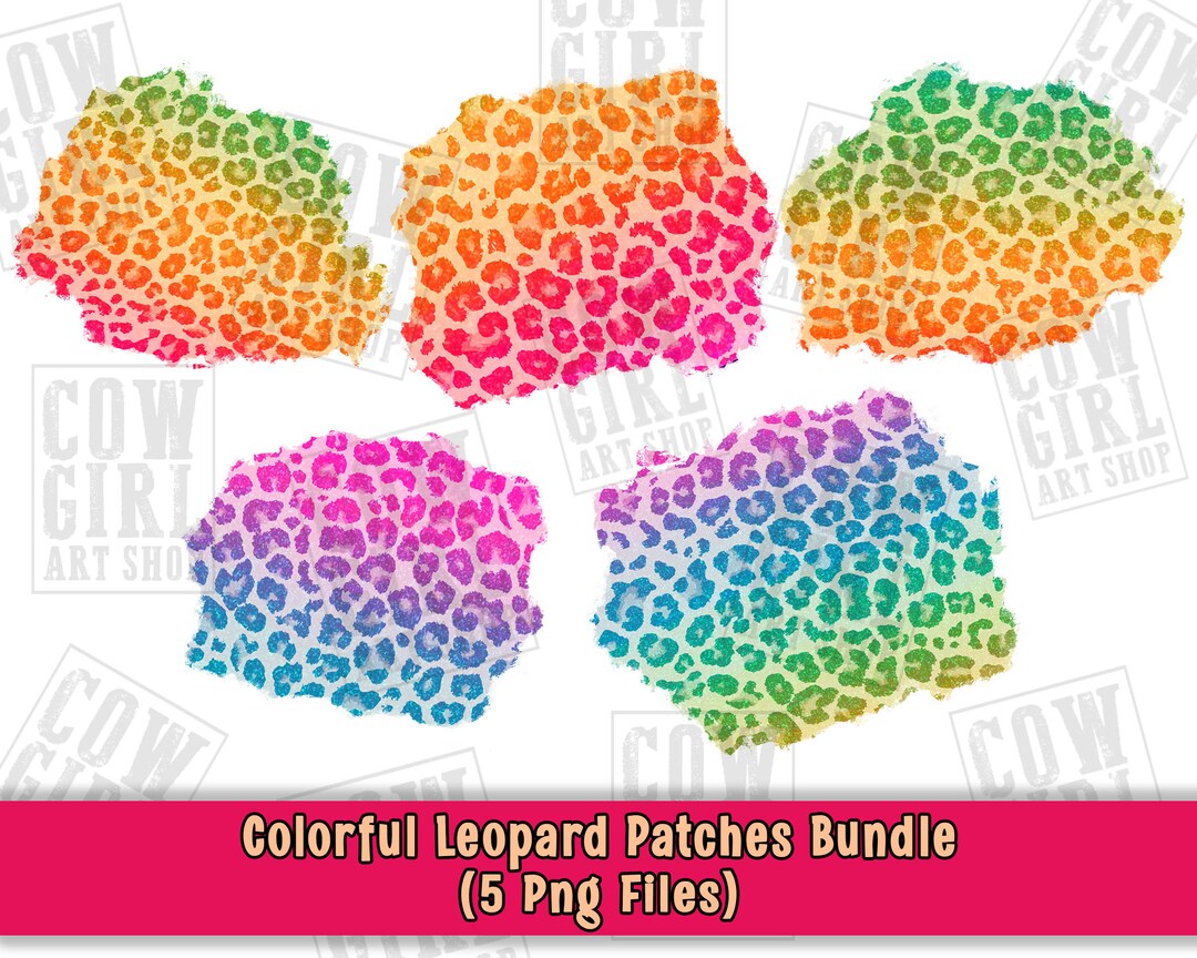 Colorful Leopard Patches Png Sublimation Design Bundle, Western Patches ...