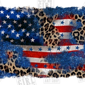 Leopard glitter American flag png sublimation design download, USA Flag png, 4th of July png, western USA png, sublimate designs download