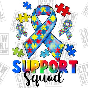 Support squad Autism png sublimation design download, Autism Awareness png, Autism ribbon png, Autism png, sublimate designs download