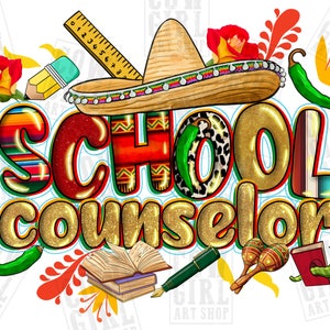 Cinco de mayo School counselor png sublimation design download, Mexican Day png, back to school png, cinco de mayo png, sublimate download