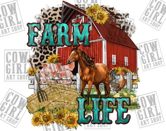 Farm life western png sublimation design download, farm life png, farm barn png, farm animals png, sublimate designs download