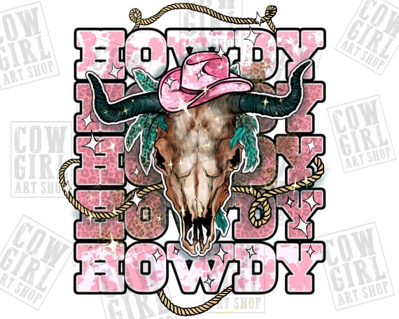Howdy cow skull png sublimation design download, western howdy png, western cow skull png, cow skull png, sublimate designs download