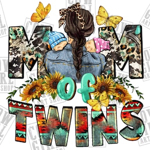 Mom of twins Mother&#39;s Day png sublimation design download, twins mom png, western mom png, mama png, sublimate designs download