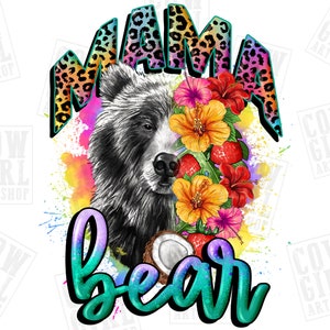 Download de design de sublimação de mamãe urso png, Dia das Mães png, animal png, mama png, design ocidental png, download de designs sublimados