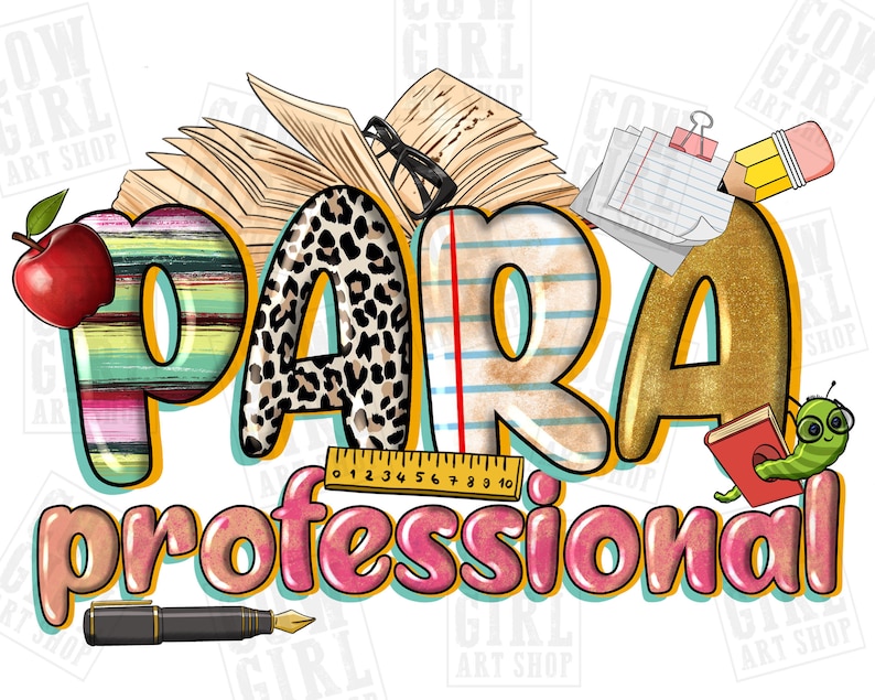 Example paraprofessional sublimation PNG design on Etsy