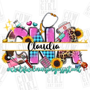 Personalized CNA png sublimation design download, custom name CNA png, Nurse png design, Nurse png, Nursing png, sublimate designs download
