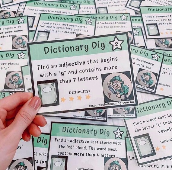Dictionary Dig Task Cards for Years 3 4 5 & - Etsy