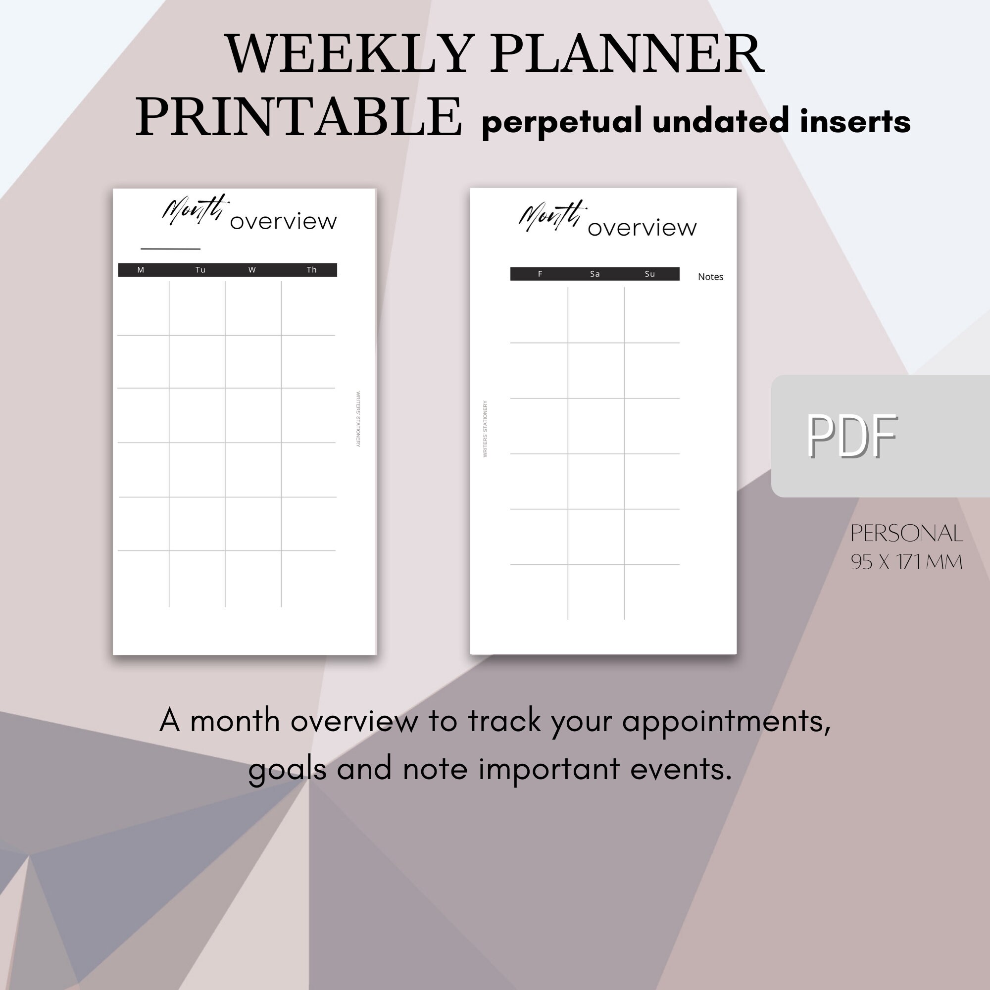 WEEKLY PLANNER INSERTS Printable Personal Minimal Undated - Etsy