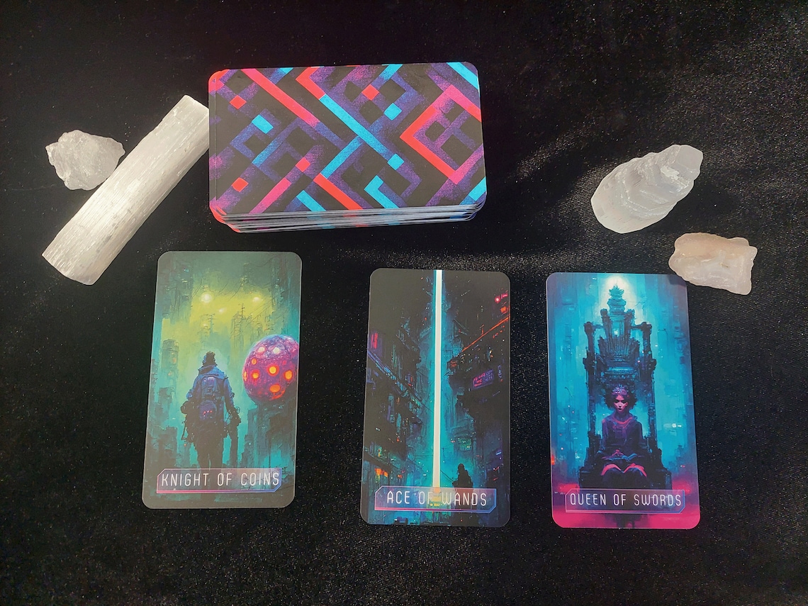 Cyberpunk Tarot Cards Full Tarot Deck Cyberpunk Gift Major Etsy