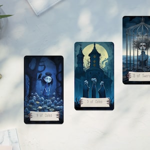 Gloomy Tarot Cards, Indie Tarot Deck, RSW Based Deck, Tarot Deck with Guidebook, Beginner tarot, Colorful Tarot Deck, Blue Tarot Cards