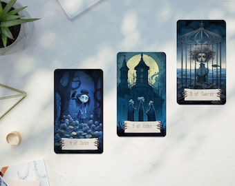 Cartes de tarot sombres, jeu de tarot indépendant, jeu de cartes basé sur RSW, jeu de tarot avec guide, tarot pour débutant, jeu de tarot coloré, cartes de tarot bleues