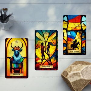 Cartas de tarot de vidrieras, baraja de tarot con caja, baraja de tarot con bolsa, baraja de tarot brillante, cartas de tarot positivas, baraja de tarot completa colorida