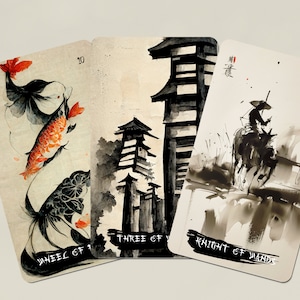 Japanisches Kunst Deck, Vintage Tarot Karten, Tarot Karten, Sumie Art, Schwarz Weiß Tarot Deck, Vintage Tarot Karten, Tarot Box