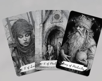 Indie Tarot Deck, RSW Based Deck, Tarot Deck with Guidebook, Beginner friendly tarot, Tarot Cards, Black and White Tarot Deck, Dark Tarot