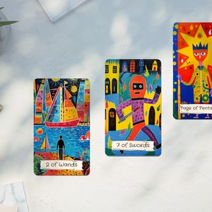 Vibrant Tarot Cards, Contemporary Tarot, Naive Tarot Deck, Modern Tarot Deck, Modern Tarot Cards, Colorful Tarot Deck, Painted Tarot Cards