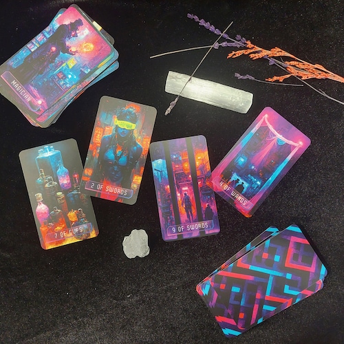 Cyberpunk Tarot Cards Full Tarot Deck Cyberpunk Gift Major Etsy